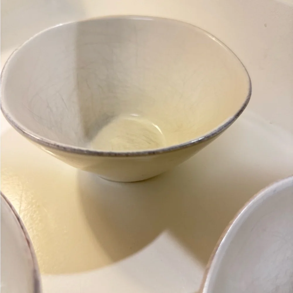 Crate And Barrel Bowl set Mercer White Soup Cereal Artisanal‎ Textured Qty 3